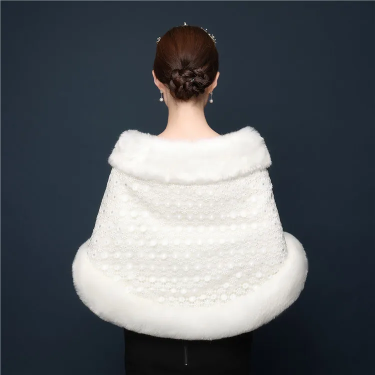 JaneVini Зимние Модные кружевные короткие накидки из искусственного меха шали для