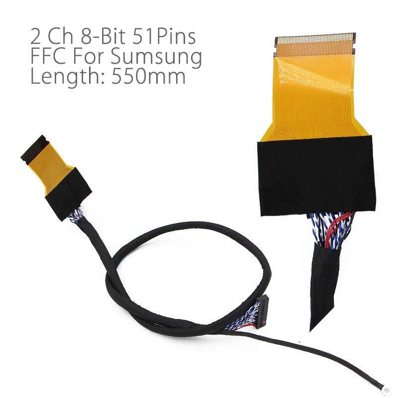 Кабель FFC LVDS 2 ch 8-bit 51 pins 51pin двойной 8 кабель гибкий плоский кабель для светодиодный панели V400HJ6-PE1 550 мм Универсальный ЖК-контроллер