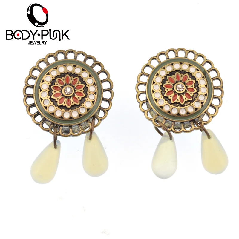 Тело в стиле панк модные золотые кружевные 2 капельки натуральный камень опал