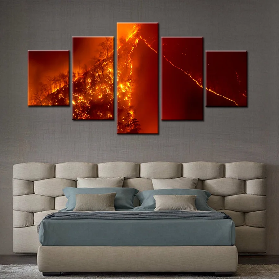 Настенный плакат с изображением красного огненного леса настенные картины