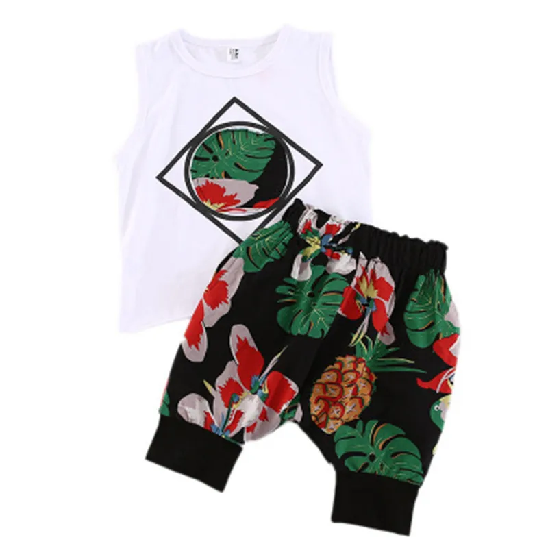 2019 summer boys clothing sets kids fashion cotton printing vest+short pants 2pcs outfits for children boy tracksuit suits |