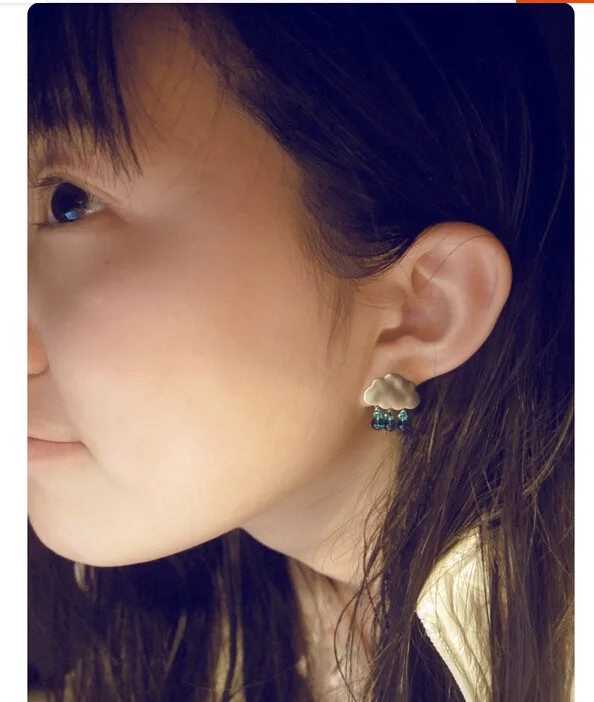 Luna Chiao Cute Mini Metal Stud Earrings for Girls South Korean Style Fashion Jewelry Clould Shape Earring with pearl Drops | Украшения и