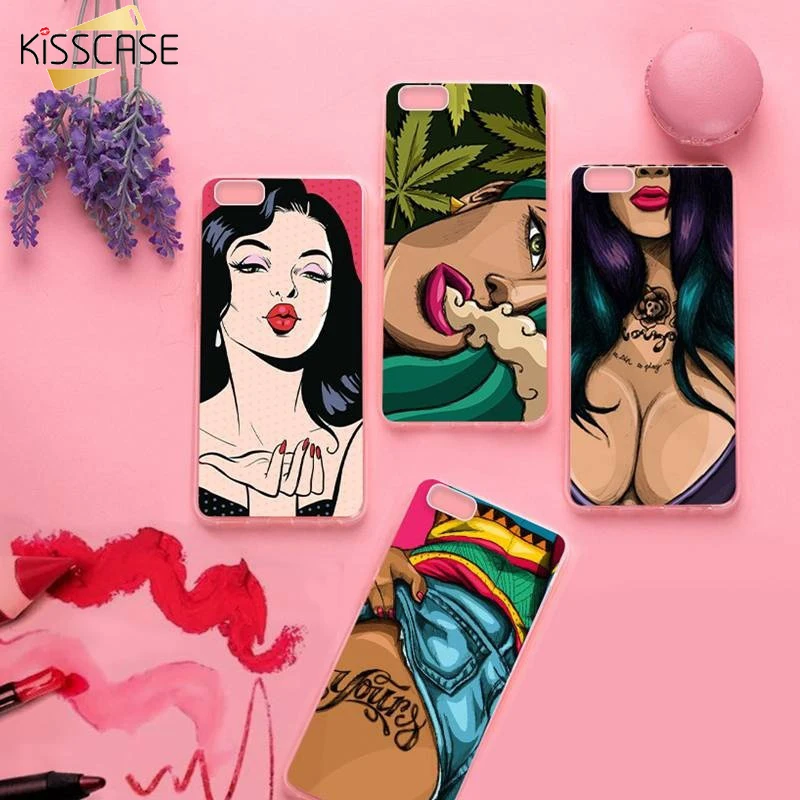 KISSCASE Sexy Girls Case For iPhone 6 6S Plus TPU Pattern 7 8 4 4S 5 5S SE Xs Max Xr S |