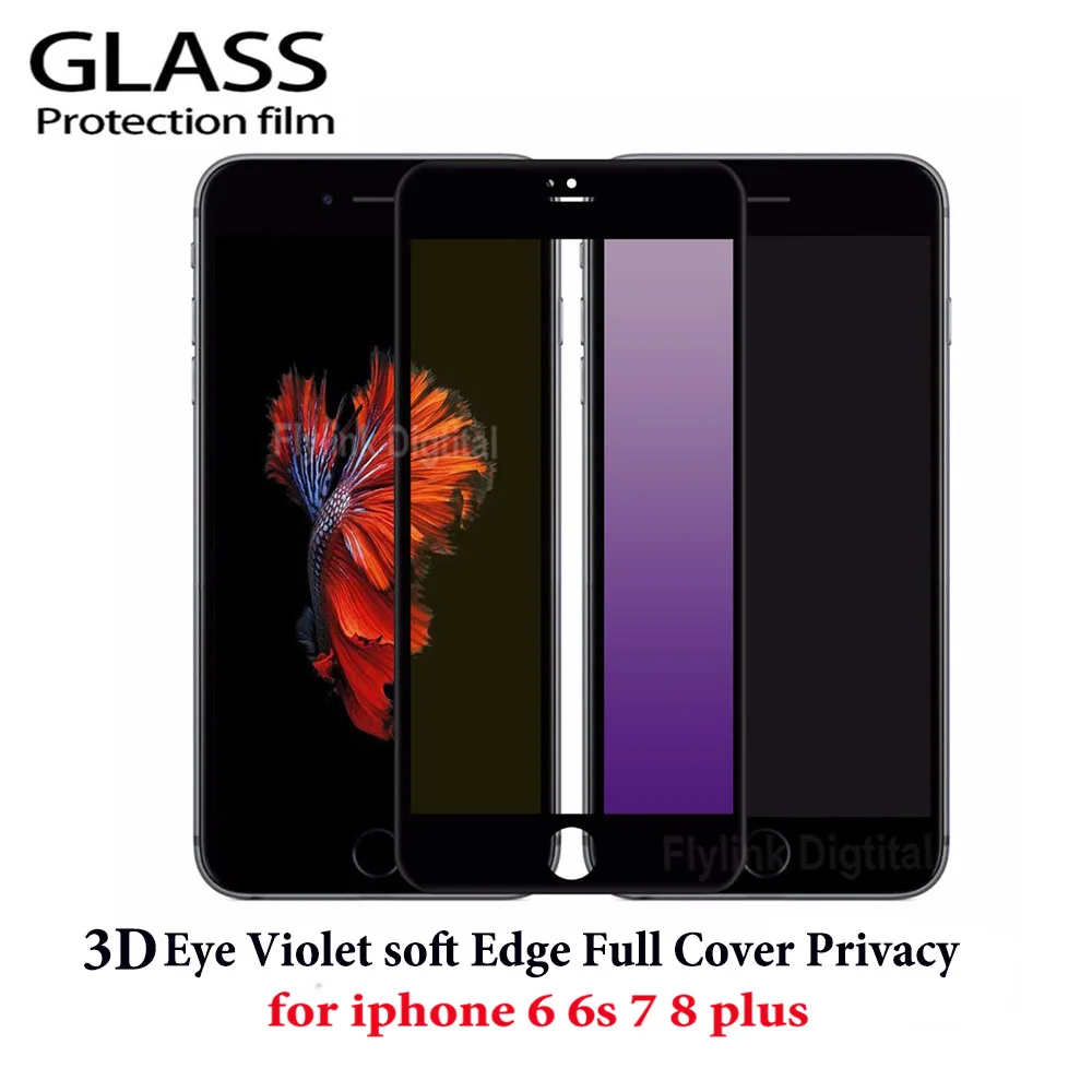 3D изогнутый край Полное покрытие Blu Ray Eye для iPhone 6 7 Защита экрана закаленное