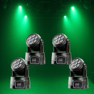 4 шт.лот 7x12 Вт Светодиодный прожектор с движущейся головкой, миниатюрный музыкальный звуковой Dmx светильник 7*12 Вт RGBW, лампа для рождественской вечеринки lumiere Laser Show Stage