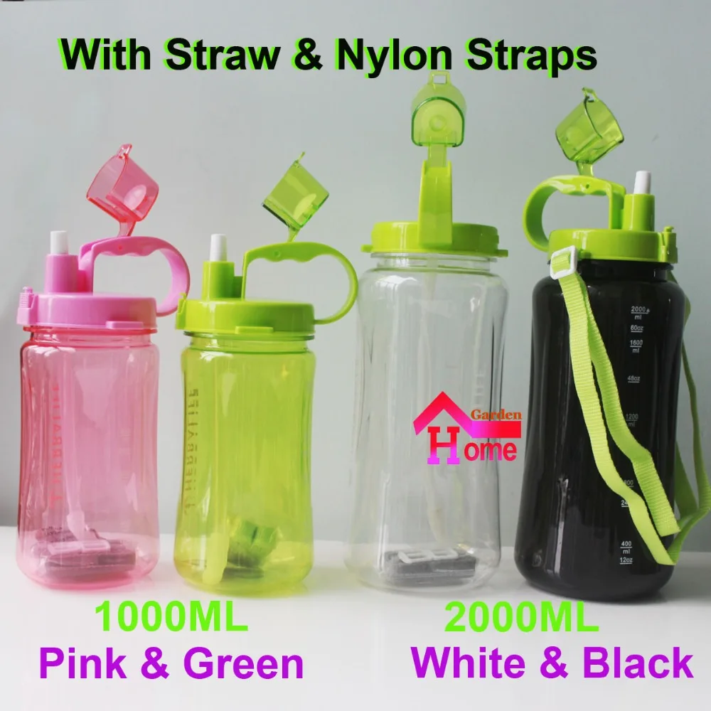 2000 мл 2л черная бутылка для воды Модная Портативная космическая питательная