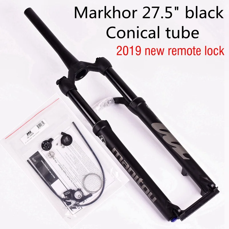 Велосипедная вилка Manitou MARKHOR 26 27,5 inchs 29er горная вилка для горного велосипеда пневматическая передняя вилка подвеска ручной пульт дистанционного управления - Цвет: 27.5 Cone remote BK