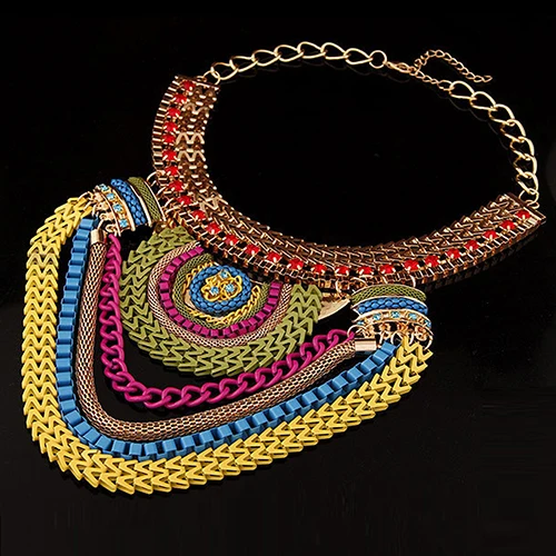 Fashion Women's Multi-Layers Statement Pendant Chain Collar Bib Choker Necklace | Украшения и аксессуары