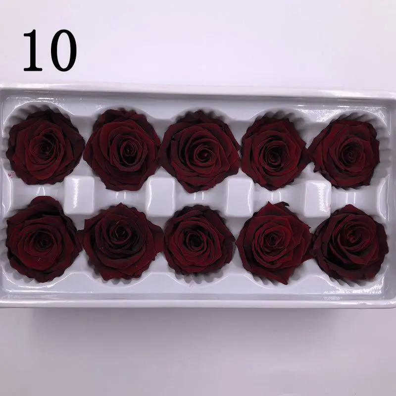 10 1 коробка, 10 головок, цветы, высокое качество, консервированные цветы, цветок, бесморская Роза, 4 см, диаметр, вечная жизнь, цветок, материал, подарочная коробка - Цвет: 10