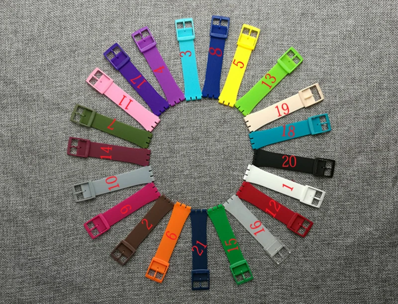 Silicone strap women's watch accessories pin buckle 17mm19mm for Swatch sports waterproof strap bracelet men watch band