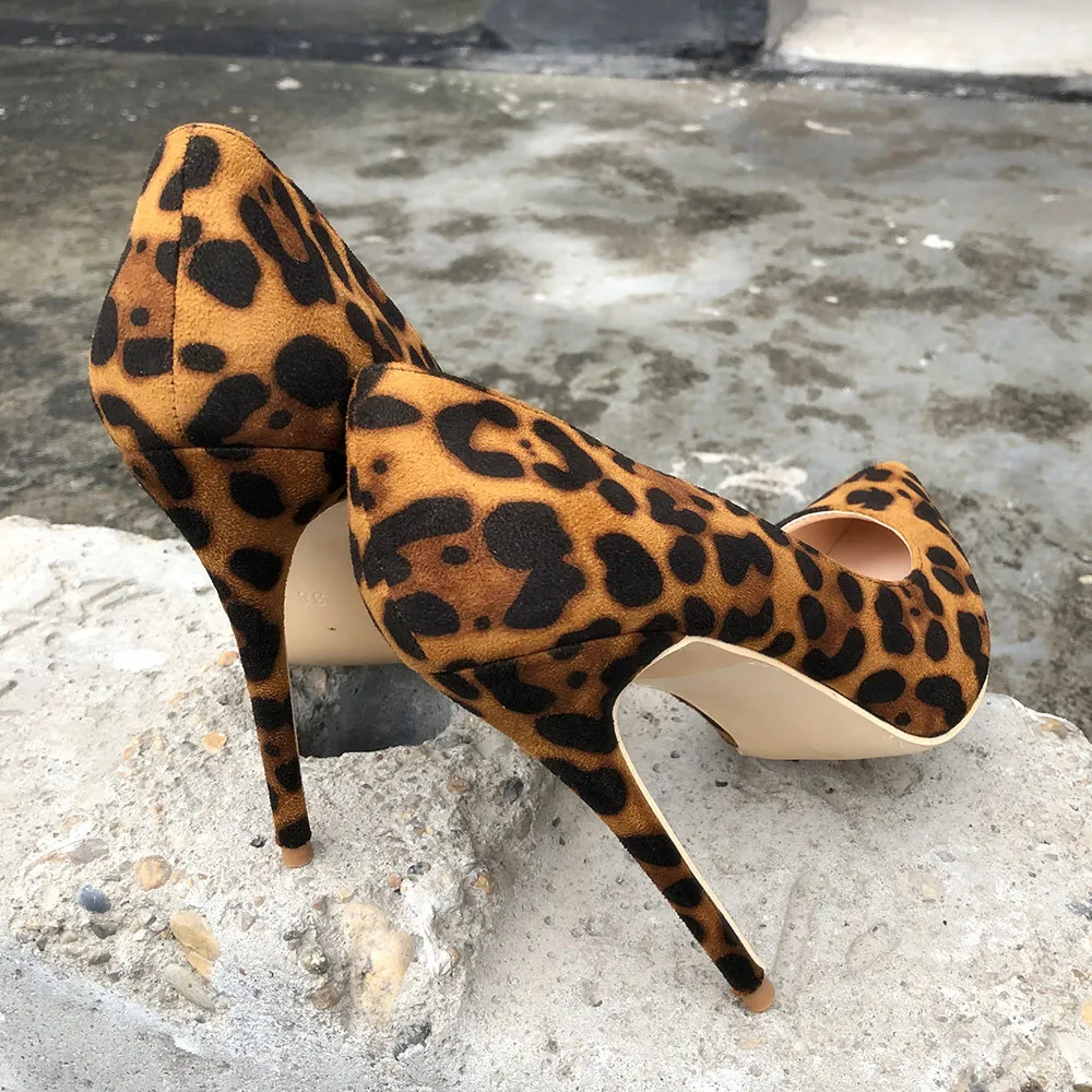 Veowalk/ dames schoenen 12/10/согласие с высотой каблука 8 см Высота с леопардовым принтом из флока; Классическая обувь на высоком каблуке пикантная Свадебная вечеринка женская обувь