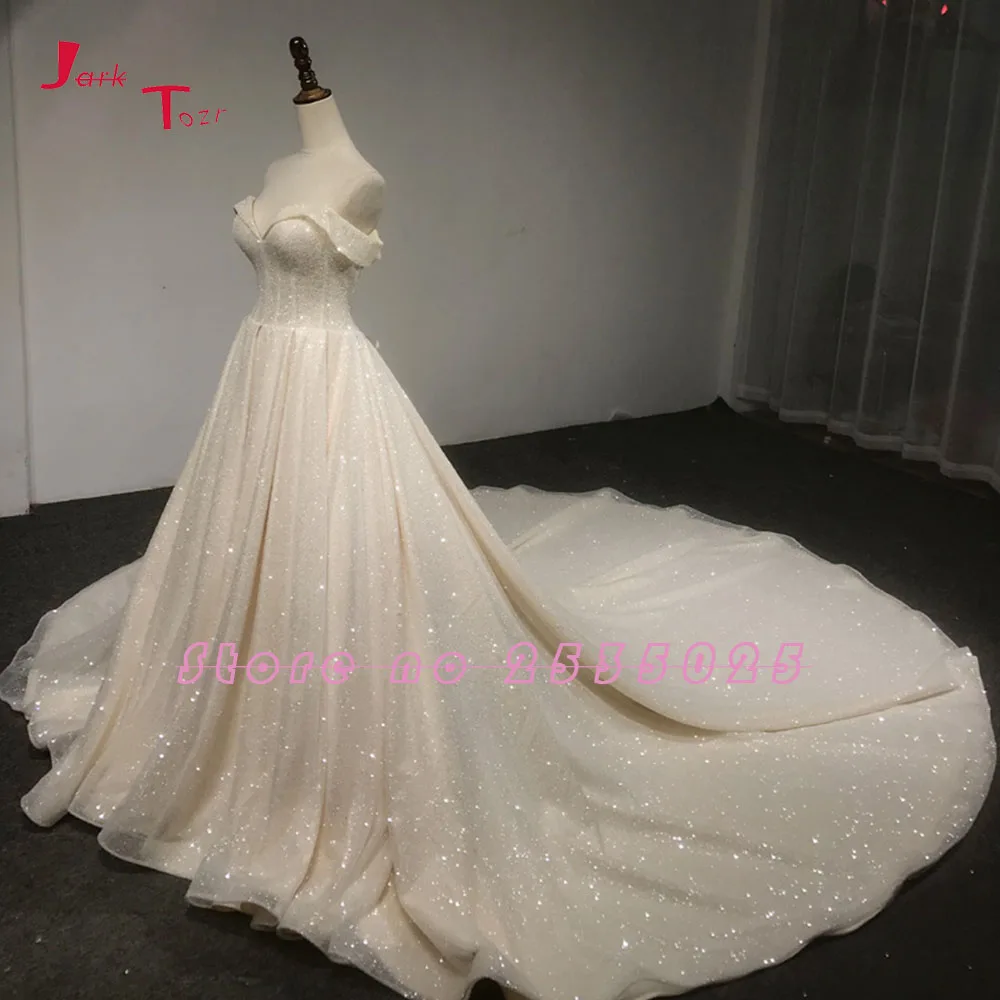 Jark Tozr Vestido De Noiva с открытыми плечами короткий рукав кружево Up Light шампанское Винтаж