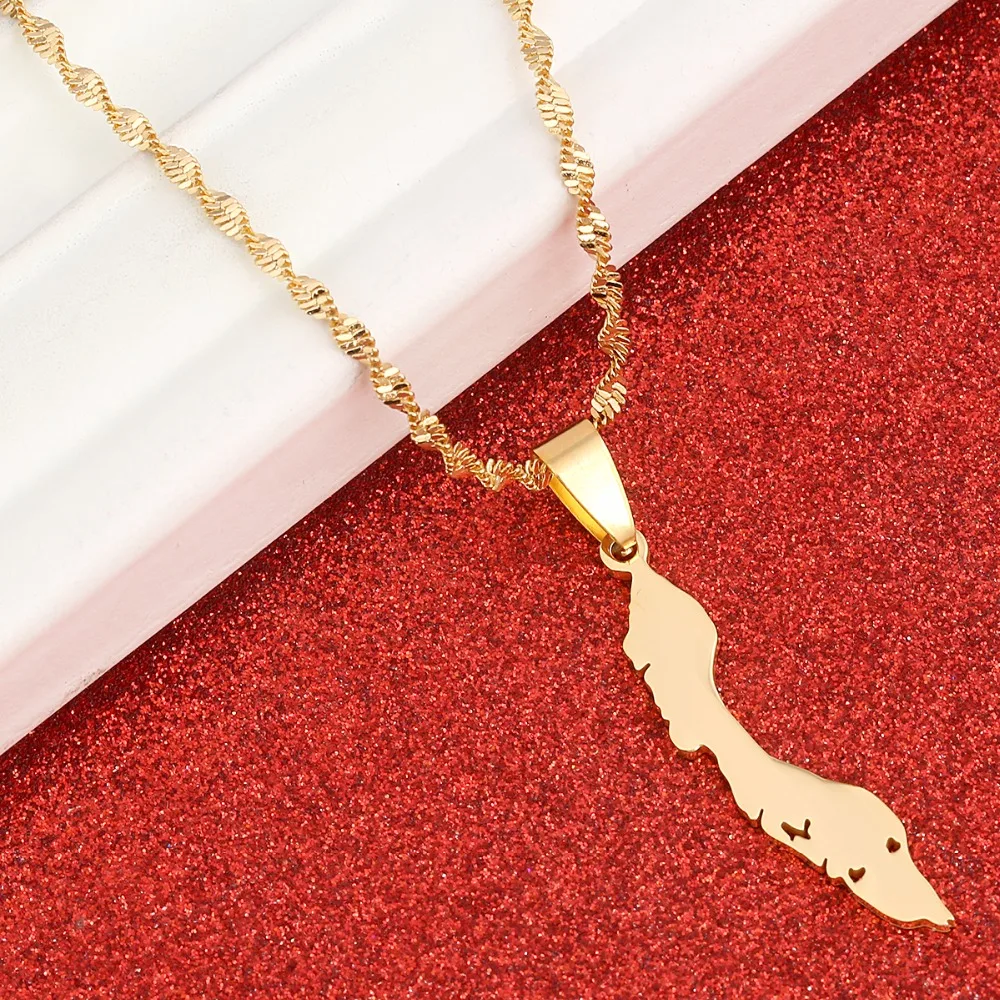 Кулон на ожерелье с изображением карты острова Curacao золотого цвета|necklace pendant gold|gift