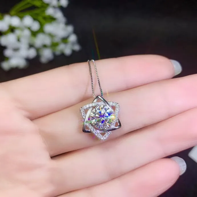 2ct moissanite очень популярные стили ожерелья женская вечеринка. Серебро 925 пробы |