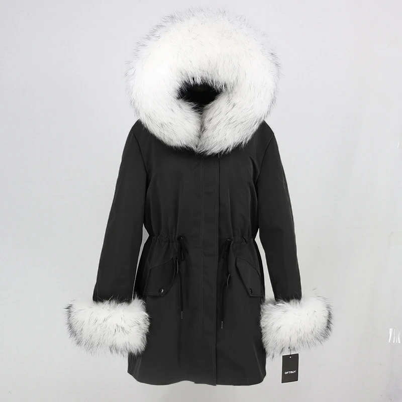 OFTBUY, пальто с натуральным мехом, зимняя куртка, Женская длинная парка, воротник из натурального меха енота, капюшон, Толстая теплая водонепроницаемая верхняя одежда, съемная