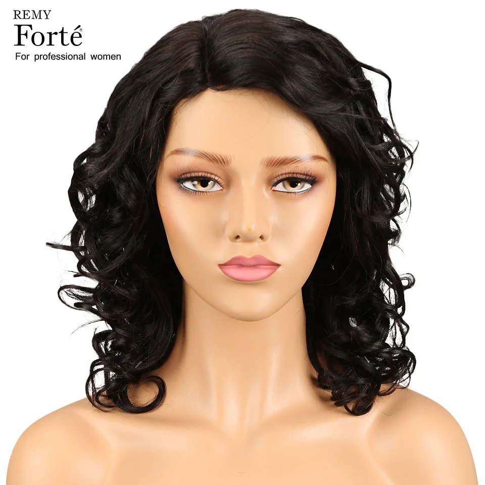Парики из натуральных волос на шнурках Remy Forte Короткие Волнистые парики