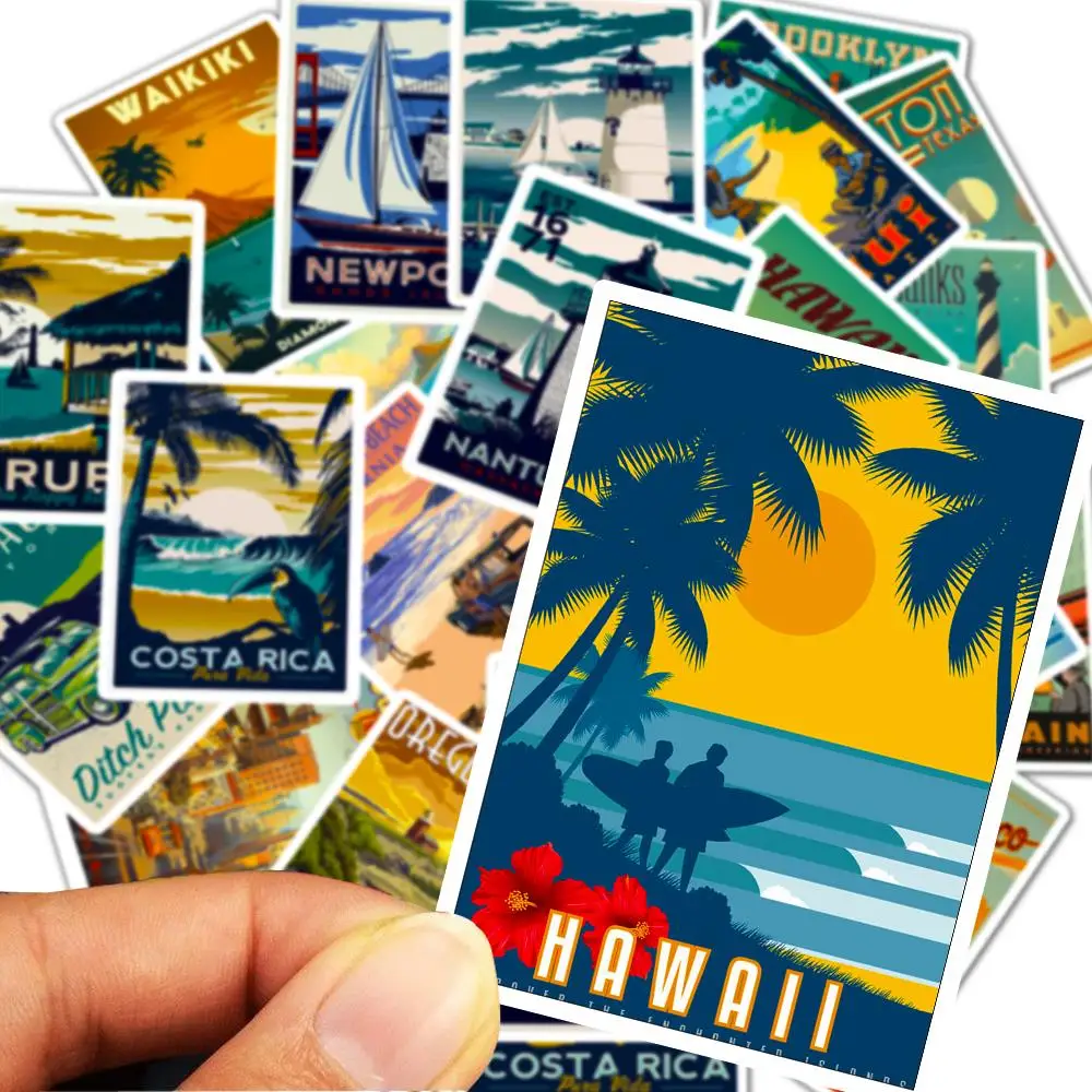 25 шт./лот, Гавайские/ARUBA/BROOKLYN/SAN FRANCISCO, ПВХ Стикеры для путешествий, s для ноутбука, мотоцикла, скейтборда, Стикеры для багажа, игрушка, наклейка