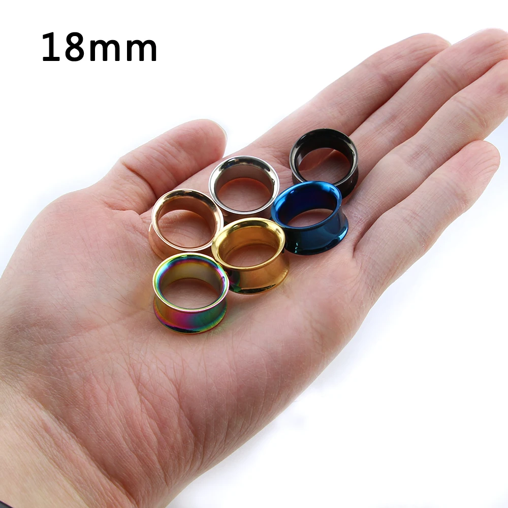 2Pcs Unisex Fashion Stainless Steel No Screw Double Flare Ear Plug 3-25mm Gauge Tunnel Body Piercing Jewelry Hollow Expander | Украшения и