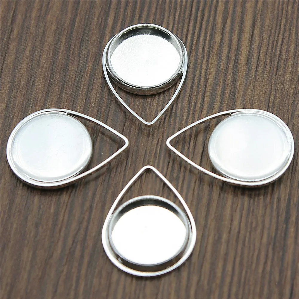 

WYSIWYG 10pcs Fit 20mm 12mm Glass Cabochon Waterdrop Shape Cameo Base Setting Charms Pendant Tray Jewelry Accessories