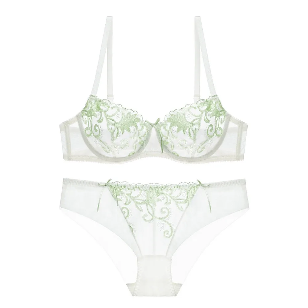 Women Sexy Bra Brief Set Ultrathin Transparent Underwear Set Embroidered Lady Bra Set Underwear Lingerie
