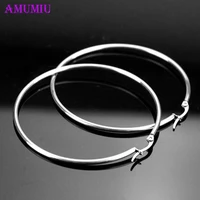amumiu diameter20 70mm gold silver big circle classic hoop earrings goldstainless steel for women pendientes mujer e001