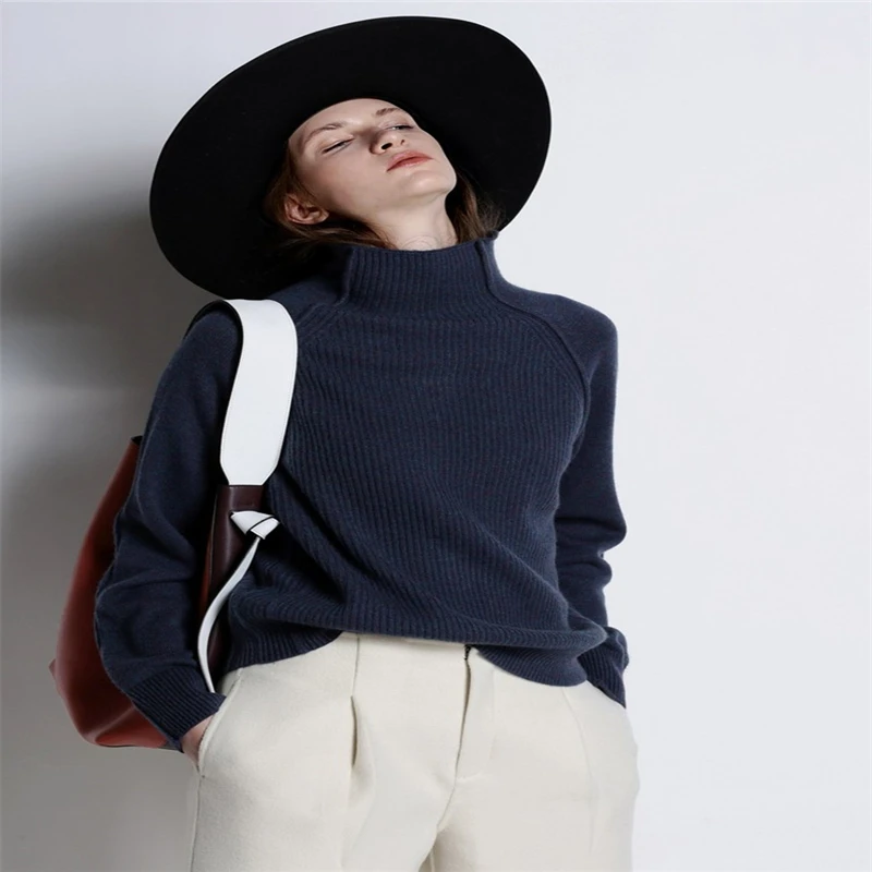 Bellow with the European station high collar sweater loose lazy thick cashmere women autumn and winter new | Женская одежда