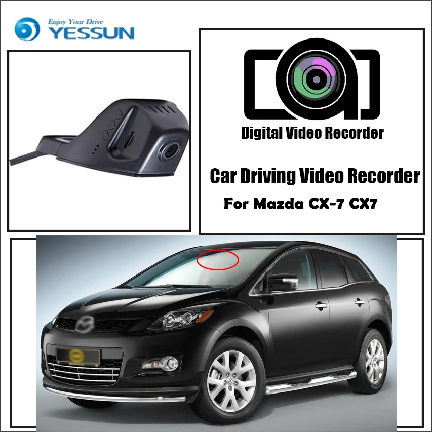 

Видеорегистратор YESSUN для автомобиля Mazda CX-7 CX7, миниатюрный, управление через приложение, Wi-Fi, видеорегистратор