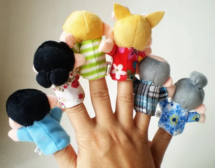 6PCS/lot Family Style Velvet Finger Puppet Play Learn Baby Toys Cute Cartoon Puppets | Игрушки и хобби