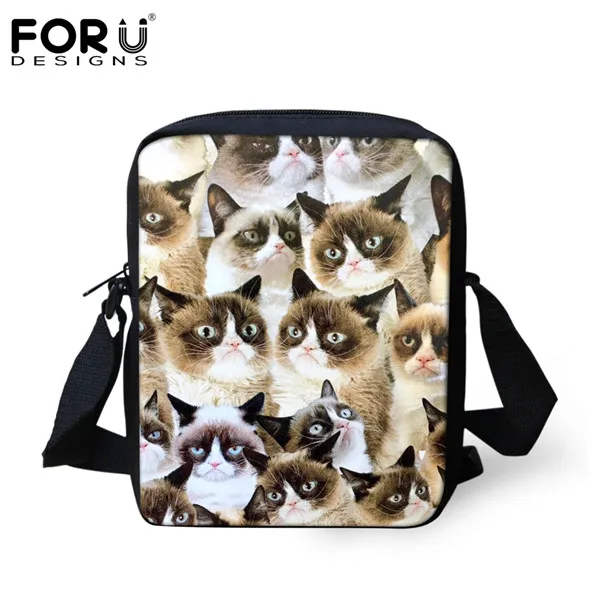 FORUDESIGNS/Симпатичные кошки и собаки принты для женщин сумка сумки женщина повседневное Малый обувь для девочек школьная Сумочка на плечо через Bolsas - Цвет: H10935E