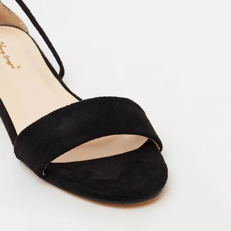 Murah Nancyjayjii Sandal Datar Wanita Dasi Silang Kerja Kantor Wanita Musim Panas 2021 Gladiator Kasual Black Flock Sepatu Dewasa Ukuran 41 44