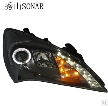 2 шт. фары Hireno для Hyundai Genesis coupe 2009 2011 гг.|led drl|headlight assemblyhid xenon |