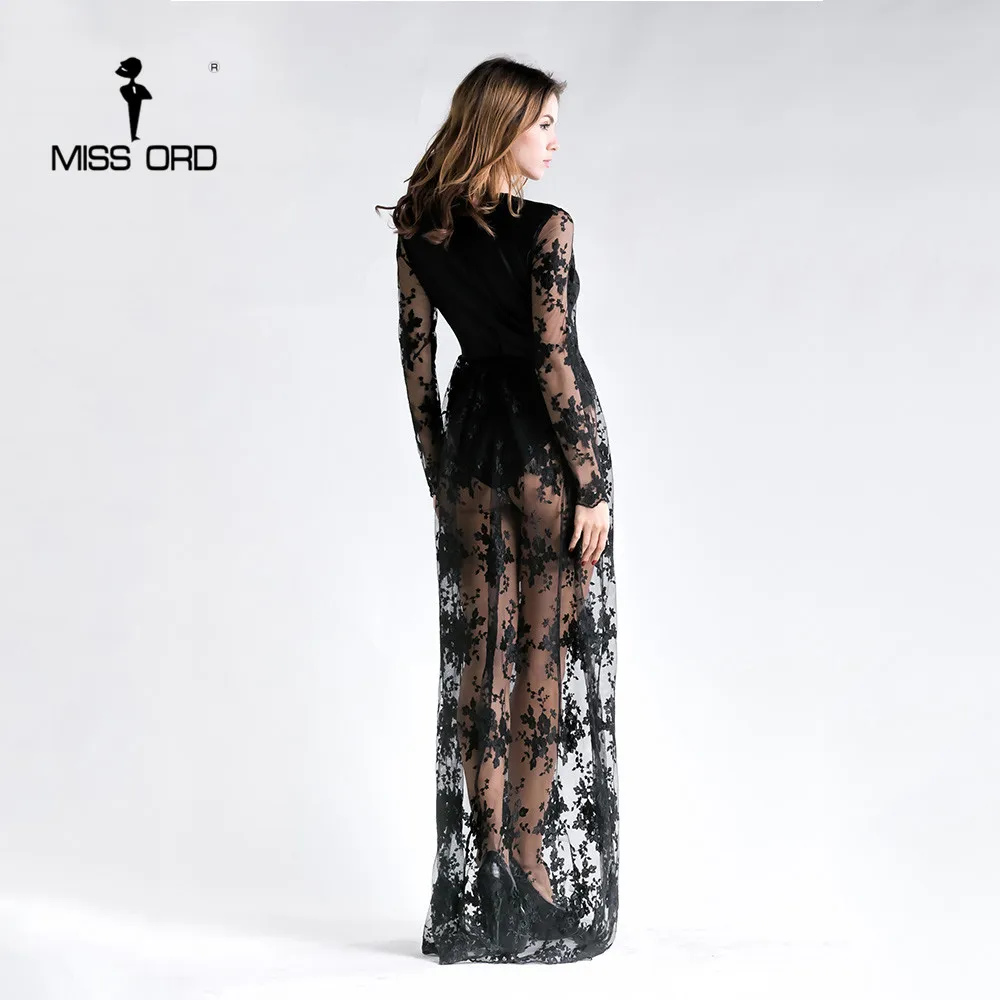 Женский кружевной комбинезон Missord с длинным рукавом и глубоким вырезом FT5165