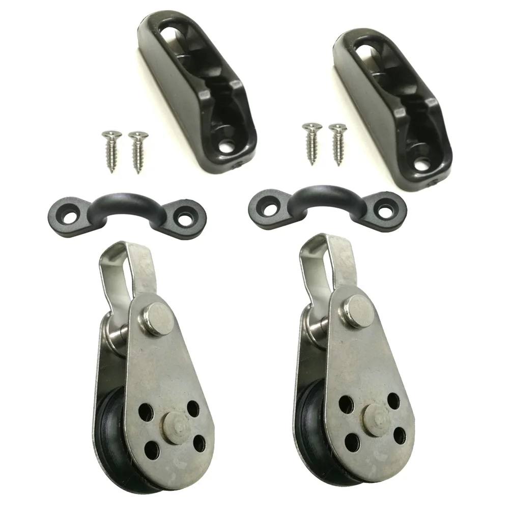 Kayak Stainless Steel Pulley Blocks Pad Eyes Self-Lock Rope Runner For KAYAK Anchor Trolley System