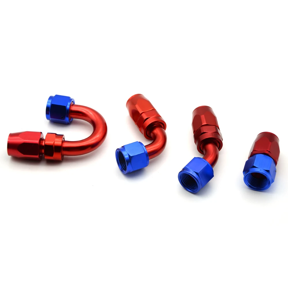 AN6 Алюминиевый шарнир ptfe тефлоновый Шланг Концевой фитинг прямые 45 90 180 градусов для тефлоновый топливный трубопровод