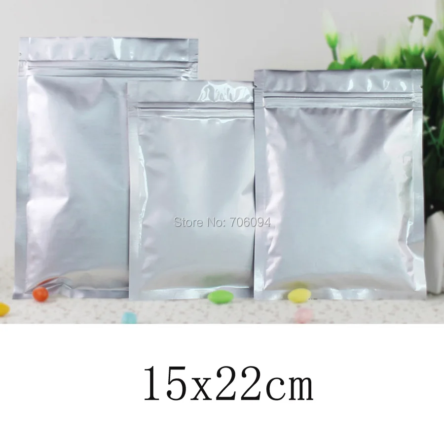 

200PCS 15*22cm(5.91''*8.66'') Matte silver Aluminum Foil Reclosable Zipper Packing Pack Bag ZipLock Bag Tea coffee packing pouch