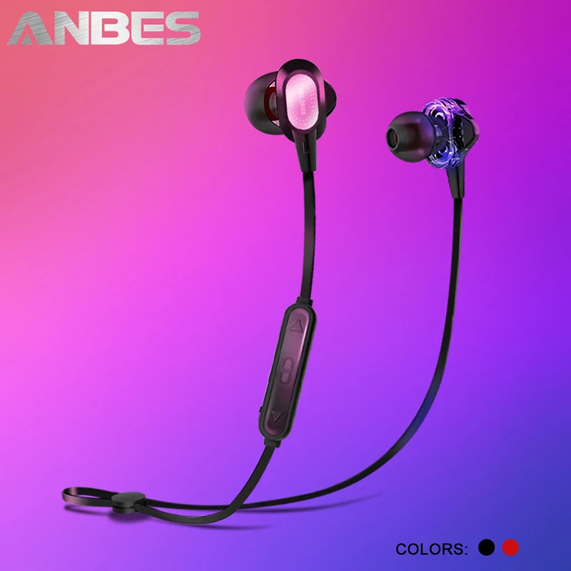 ANBES двойной привод Bluetooth наушники бас сабвуфер V4.1 для телефона Mp3 Спорт гарнитура