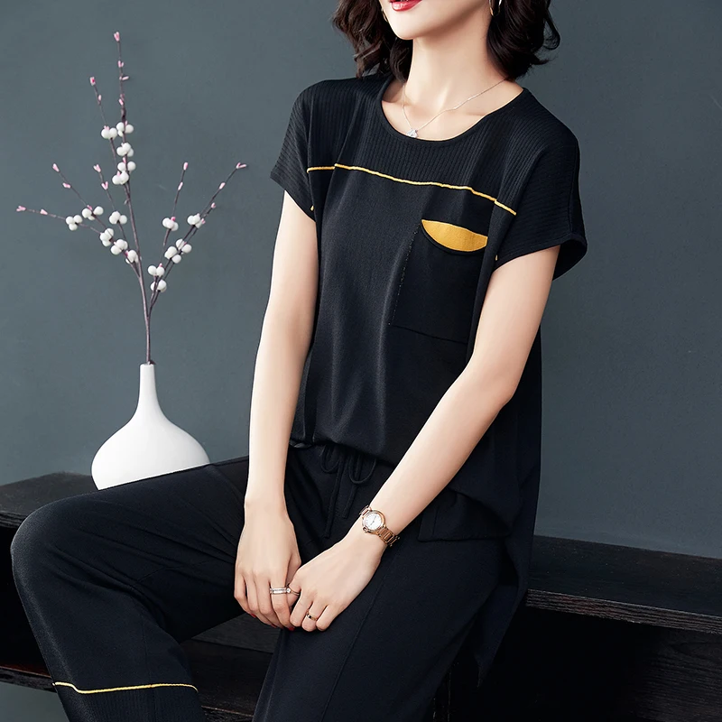 2XL брендовый костюм лето 2019 женский новые цветные повседневные комплекты