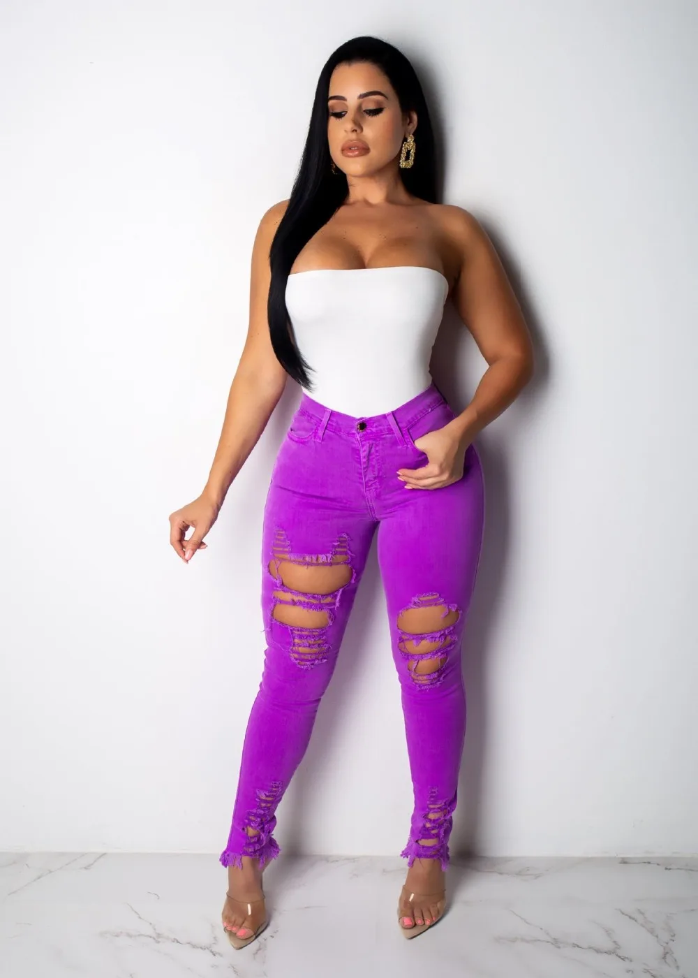 JRRY для женщин потертые джинсовые штаны Кнопка молнии карманы джинсы капри