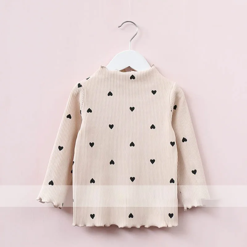 Beige Коллекция года, Детская футболка ярких цветов в горошек для девочек Новая Осенняя Повседневная футболка для девочек Футболка с круглым вырезом и длинными рукавами для маленьких девочек детская одежда - Цвет: Beige