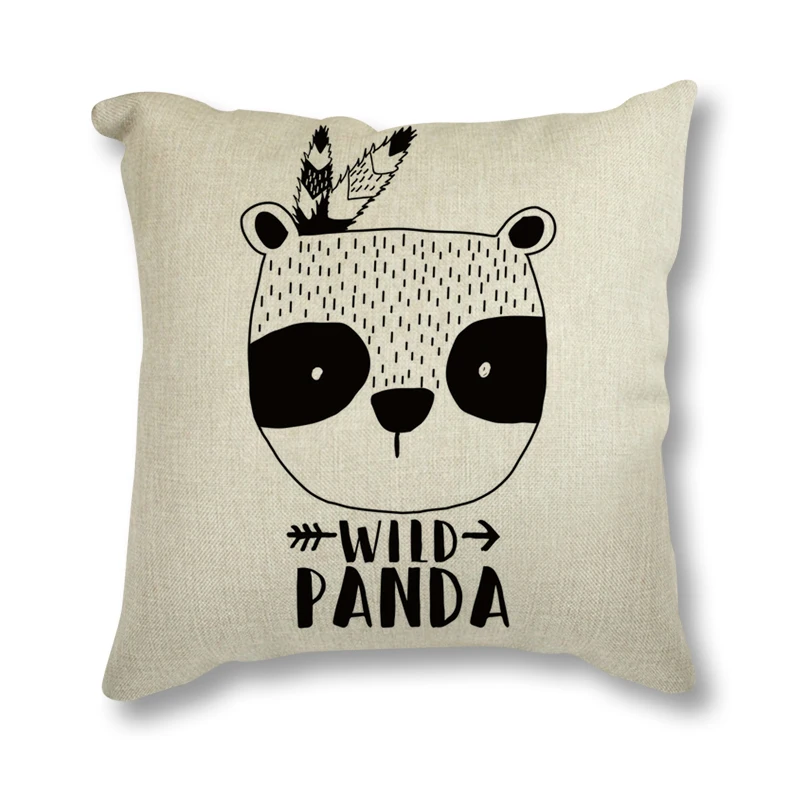 Племя медведь лиса голова плакат черный цвет для дивана животное|Наволочки| |