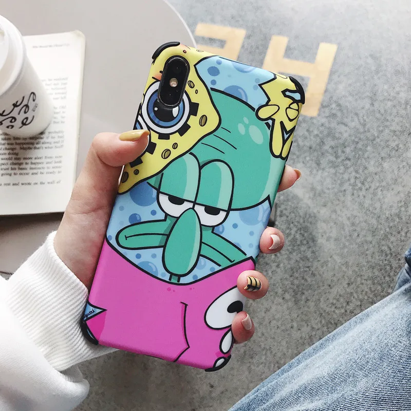 For iPhone XS Max Cute Squidward Tentacles phone Cases iphone XR X 7 7plus 6 6s 6SP 8 8Plus Cartoon Sailor moon back cover |