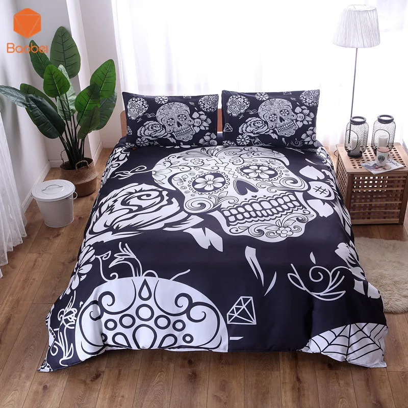 

Bedding Set Polyester Skull Duvet Cover Set Single Double Queen King 2/3pcs Bedclothes Bed Linen (No Sheet No Filling) SJ82