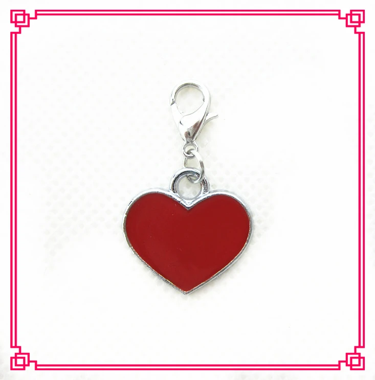 

Hot selling lobster clasp silver dark red heart dangle charms for floating lockets charms diy jewelry