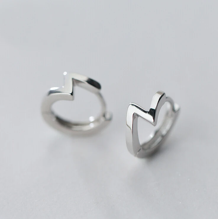 Женские серебряные Простые волнистые серьги кольца в виде молнии|hoop earrings|huggie hoop