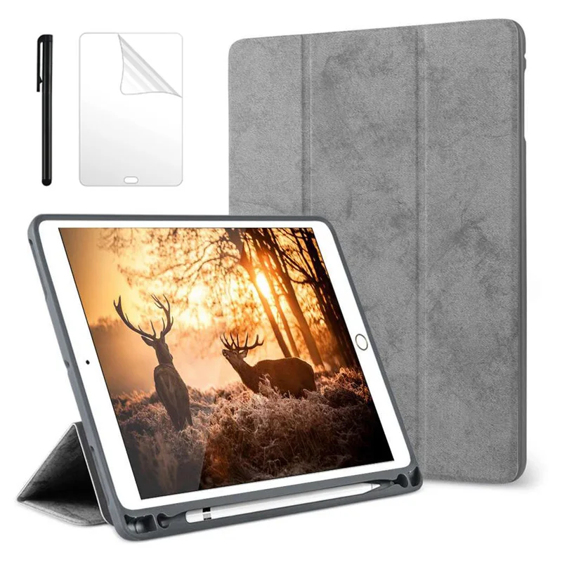 Тонкий умный чехол для iPad Pro 12 9 2018 с держателем карандашом трифолд подставка