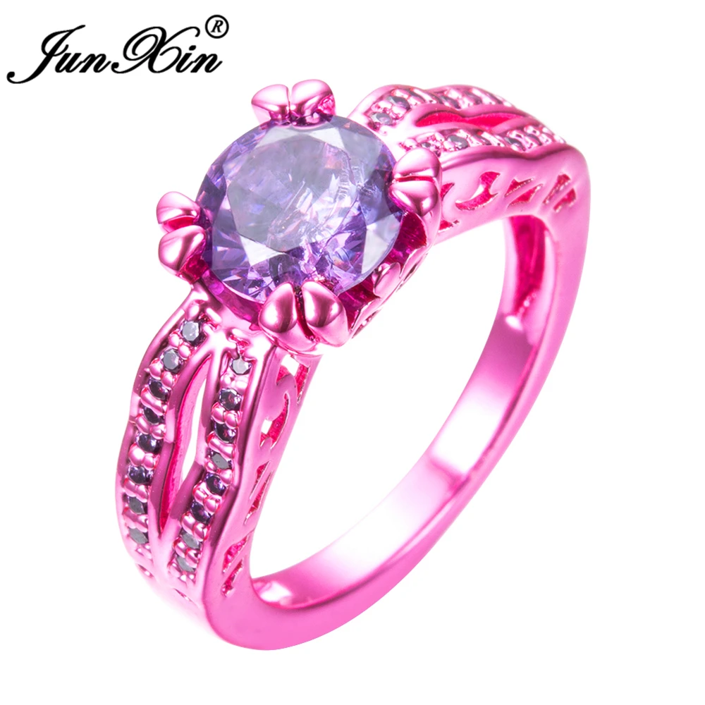 Новинка 2017 модное маленькое фиолетовое круглое женское кольцо JUNXIN для девушек