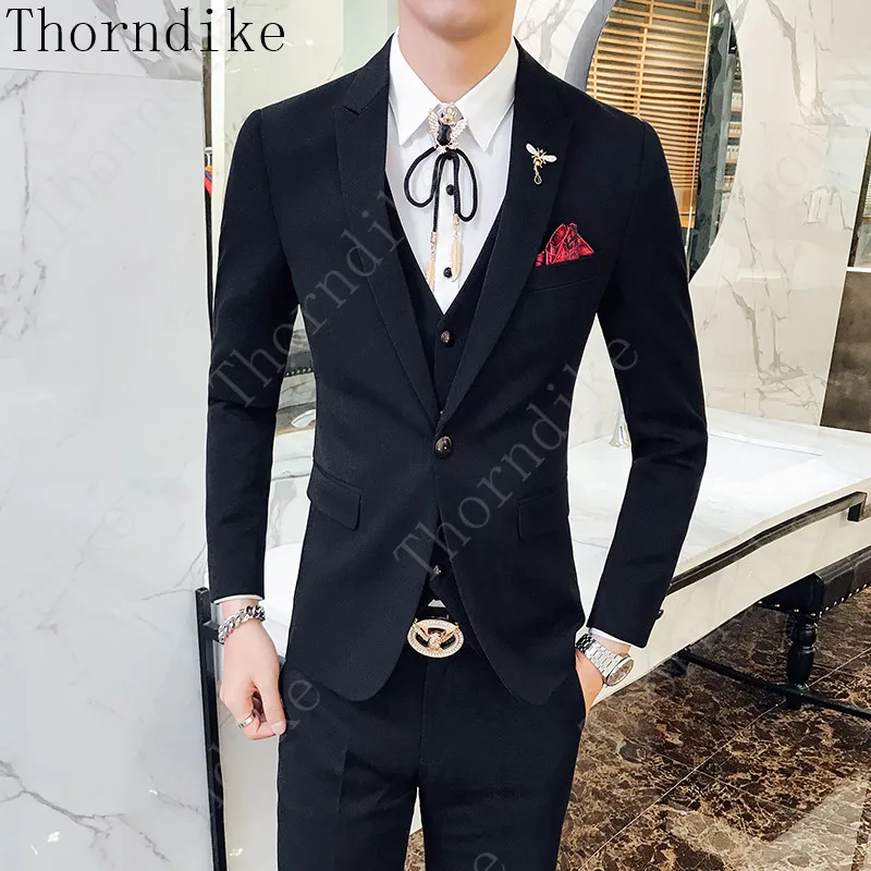 Свадебные костюмы для мужчин Thorndike из 3 предметов облегающие мужские официальные