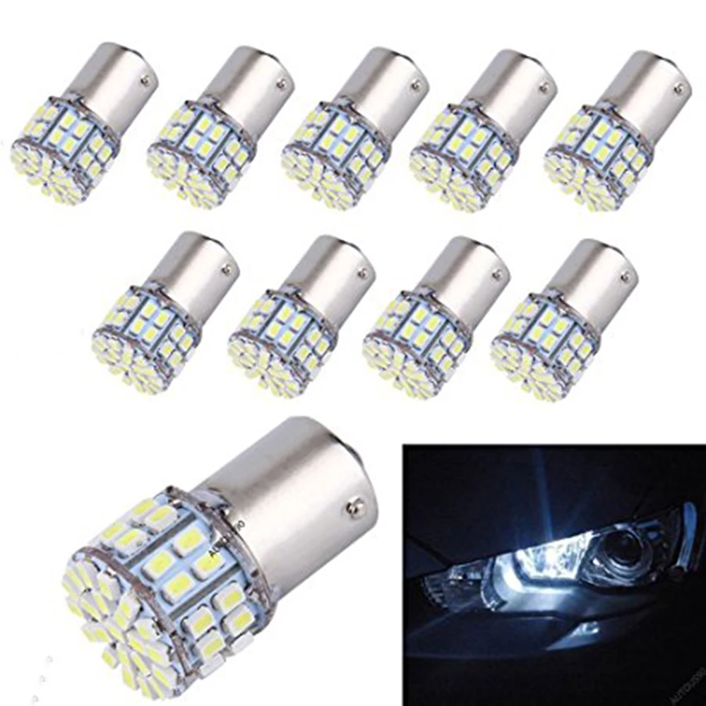 

YSY 10pcs P21W 1156 BA15S 50led 1206 DC12V Car Brake Reserse Lights Fog Lamps Turn Signals Parking Bulb White 50 SMD LED 50smd