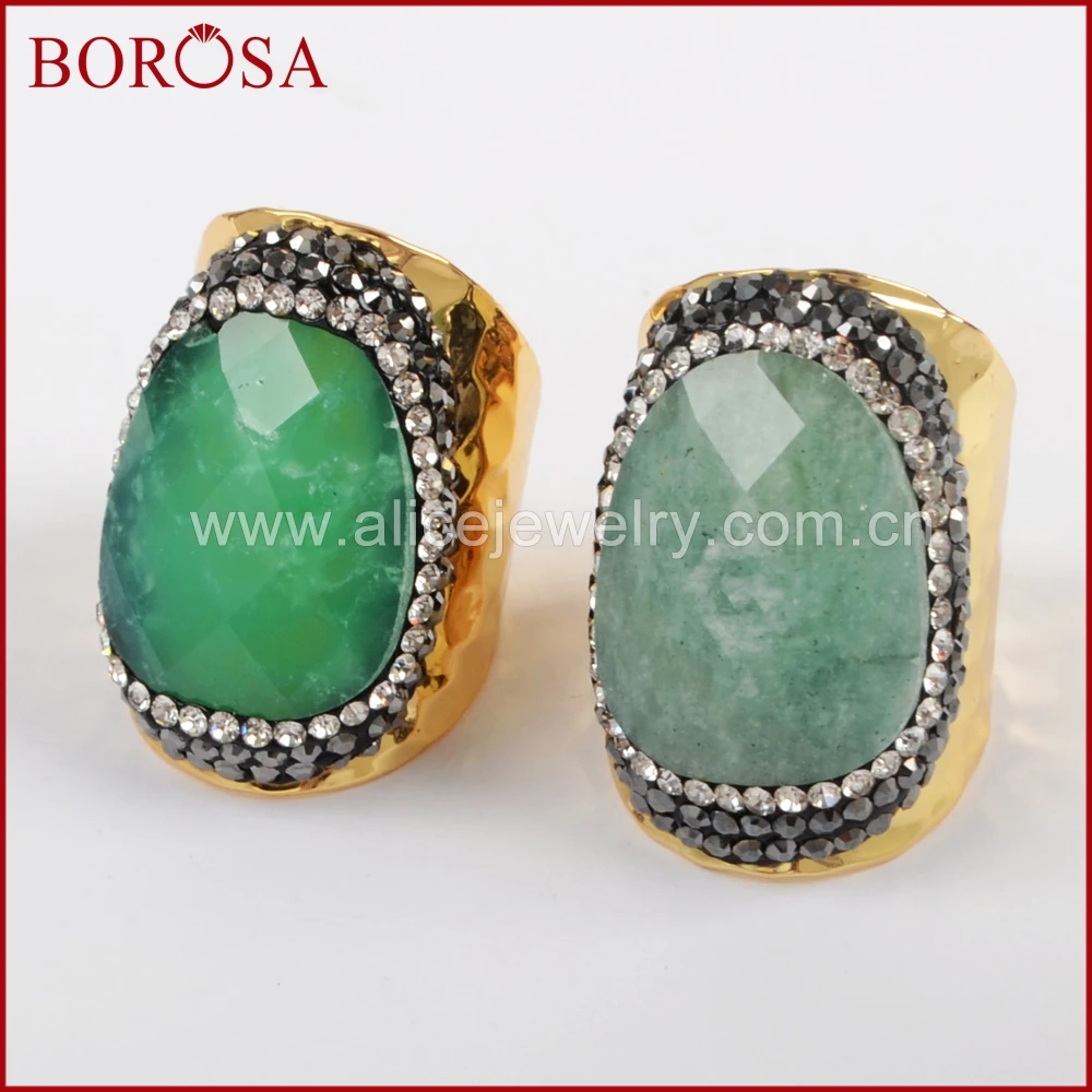 BOROSA натуральный амазонит & 100% австралийский зеленый камни друза кольцо золотой