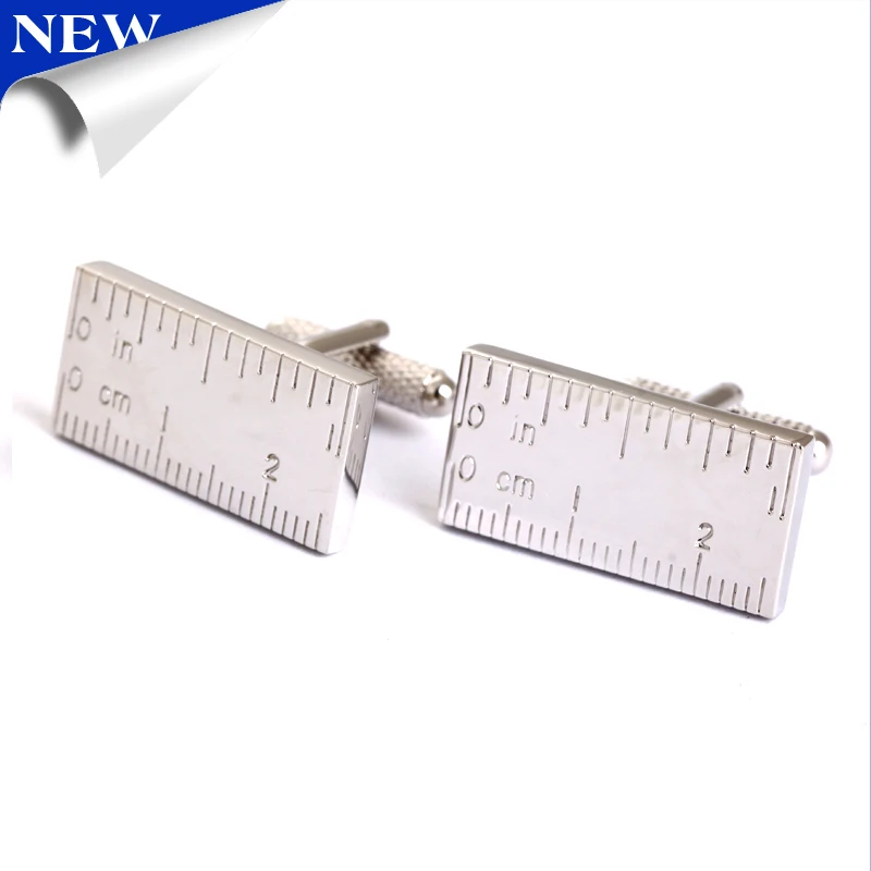 

Fancy New Silver Ruler Cufflinks design for math teacher gift